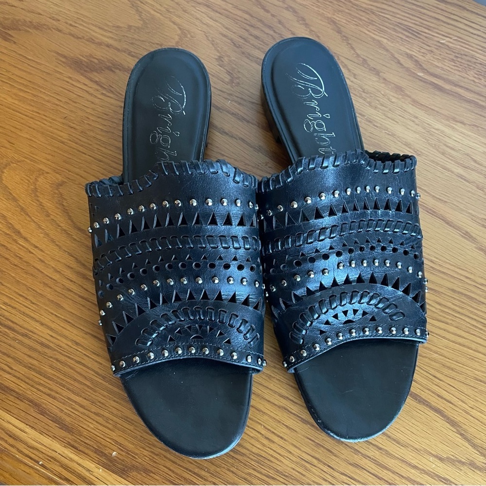 Brighton Neo Mule Leather Sandals Black Size 9.5